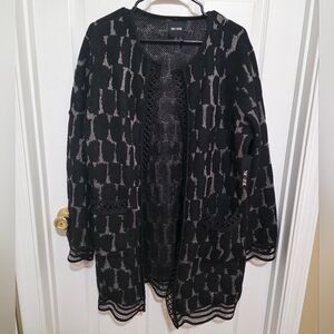 Nic + Zoe  Black and Silver Womens Cardigan NWTS Size XL